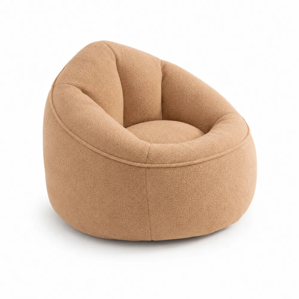 Fauteuil Poire en Tissu Polyester Brun 75x75x60 cm