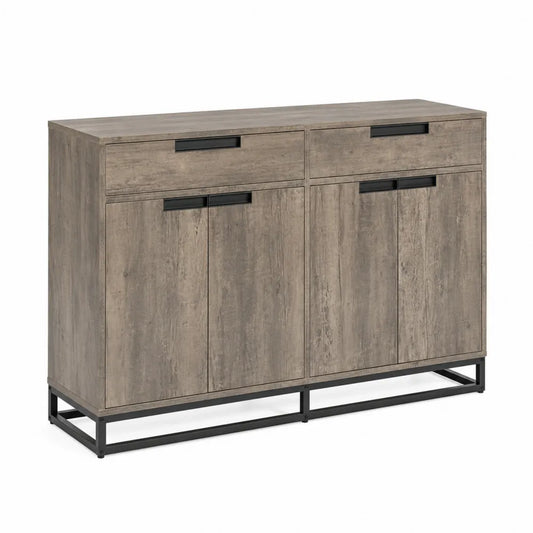 Buffet en bois avec pieds en métal 140x40x80 cm