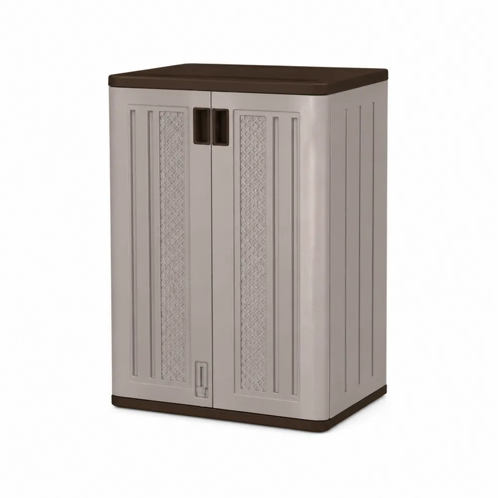 Armoire de rangement en plastique beige et marron 80x44x100 cm